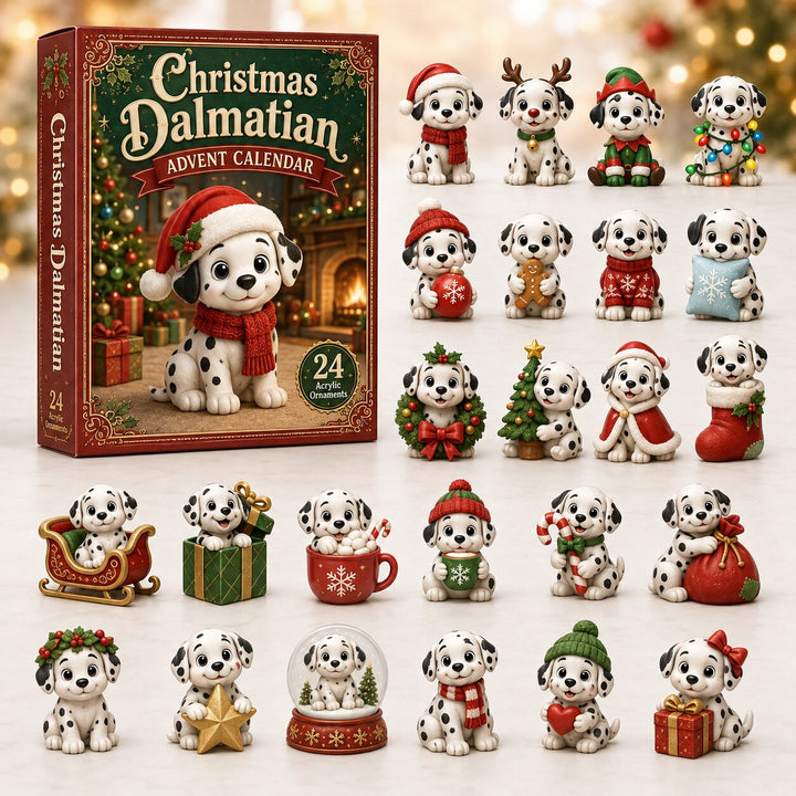 CHRISTMAS KICKOFF 40% OFF - Christmas Dalmatian Advent Calendar 2026 - 24-Day Festive Countdown, Acrylic Charms Blind Box - Gift For Dog Lovers