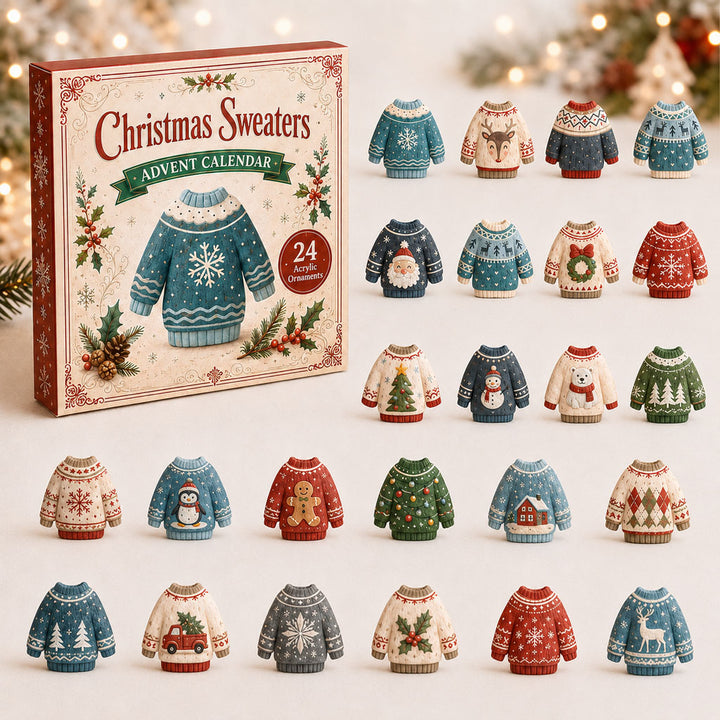 CHRISTMAS KICKOFF 40% OFF - Christmas Sweaters Advent Calendar 2026 - 24-Day Festive Countdown, Acrylic Charms Blind Box - Gift For Christmas Lovers AC0NT035