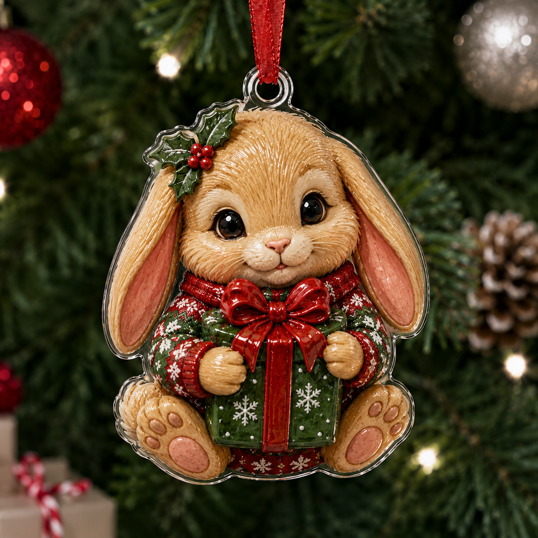Christmas Bunny Mica Ornament NCU0TM042