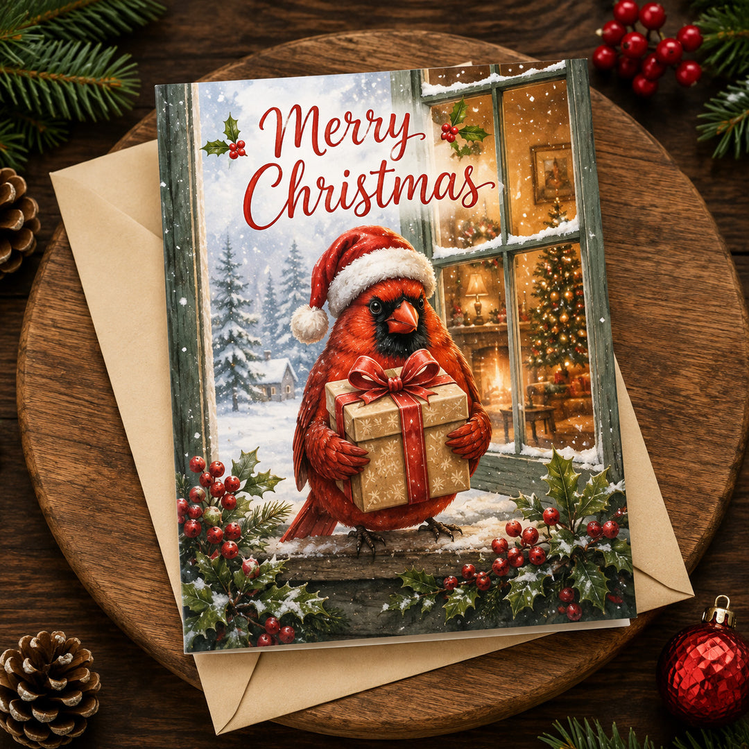 Christmas Cardinal Gift Christmas Card - Holiday Greeting Card GC0HT004