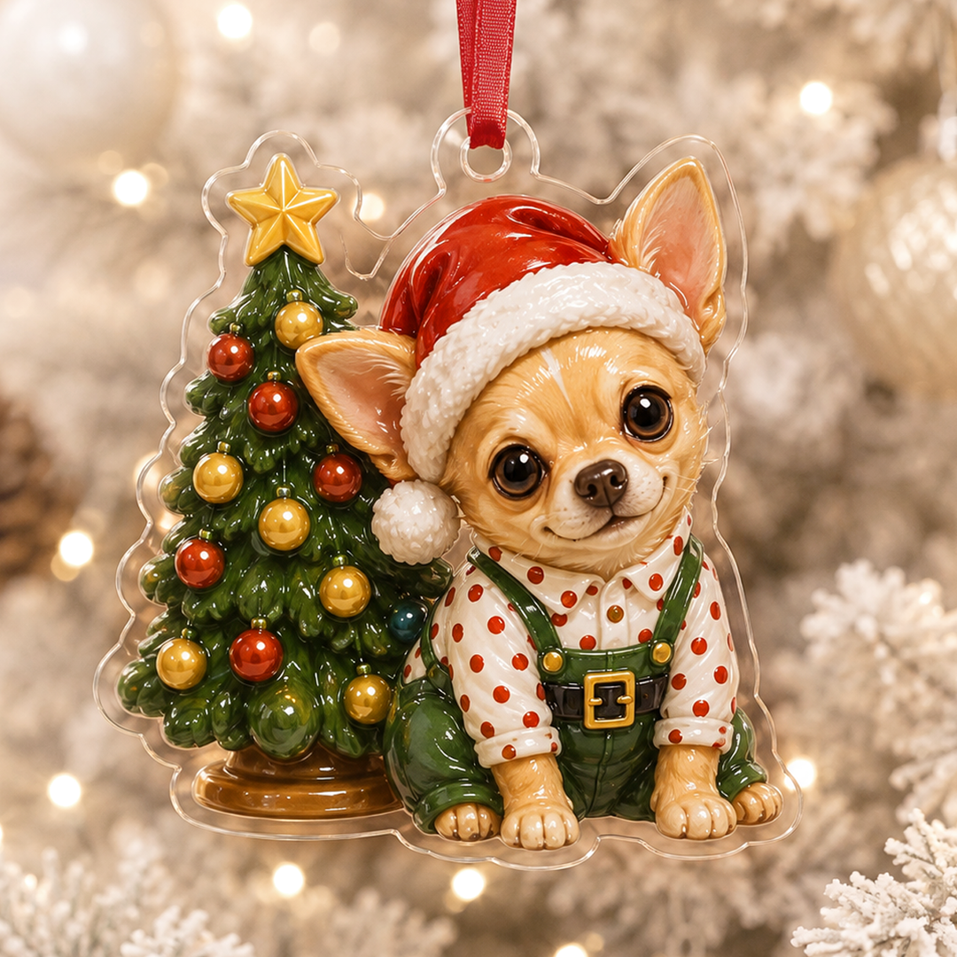 Christmas Chihuahua Adorable Mica Ornament NCU0HT007