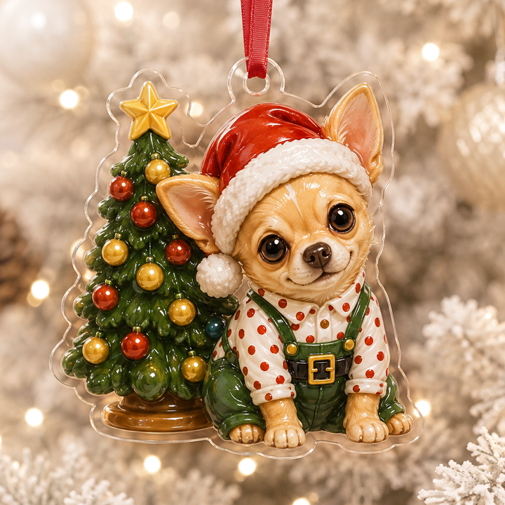 Christmas Chihuahua Adorable Mica Ornament NCU0HT007