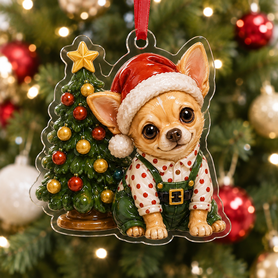 Christmas Chihuahua Adorable Mica Ornament NCU0HT007