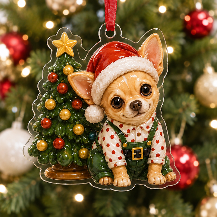 Christmas Chihuahua Adorable Mica Ornament NCU0HT007