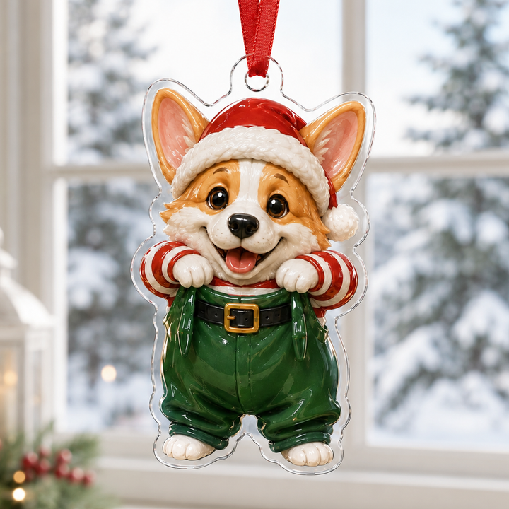 Christmas Corgi Adorable Mica Ornament NCU0HT006
