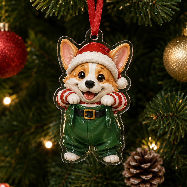 Christmas Corgi Adorable Mica Ornament NCU0HT006