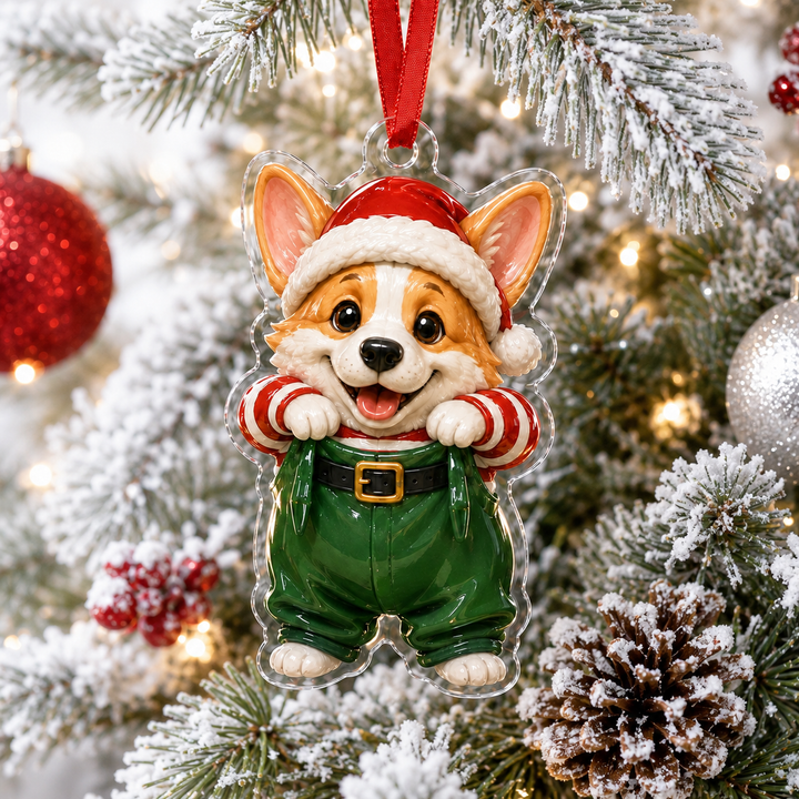 Christmas Corgi Adorable Mica Ornament NCU0HT006