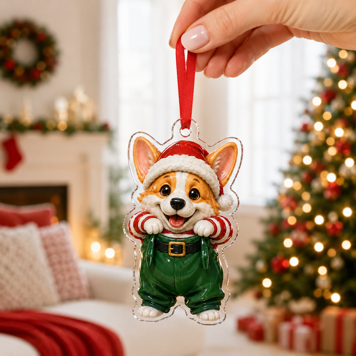 Christmas Corgi Adorable Mica Ornament NCU0HT006