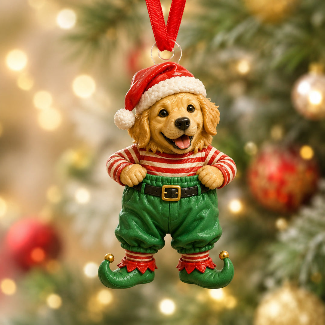 Christmas Golden Retriever Mica Ornament NCU0HT019