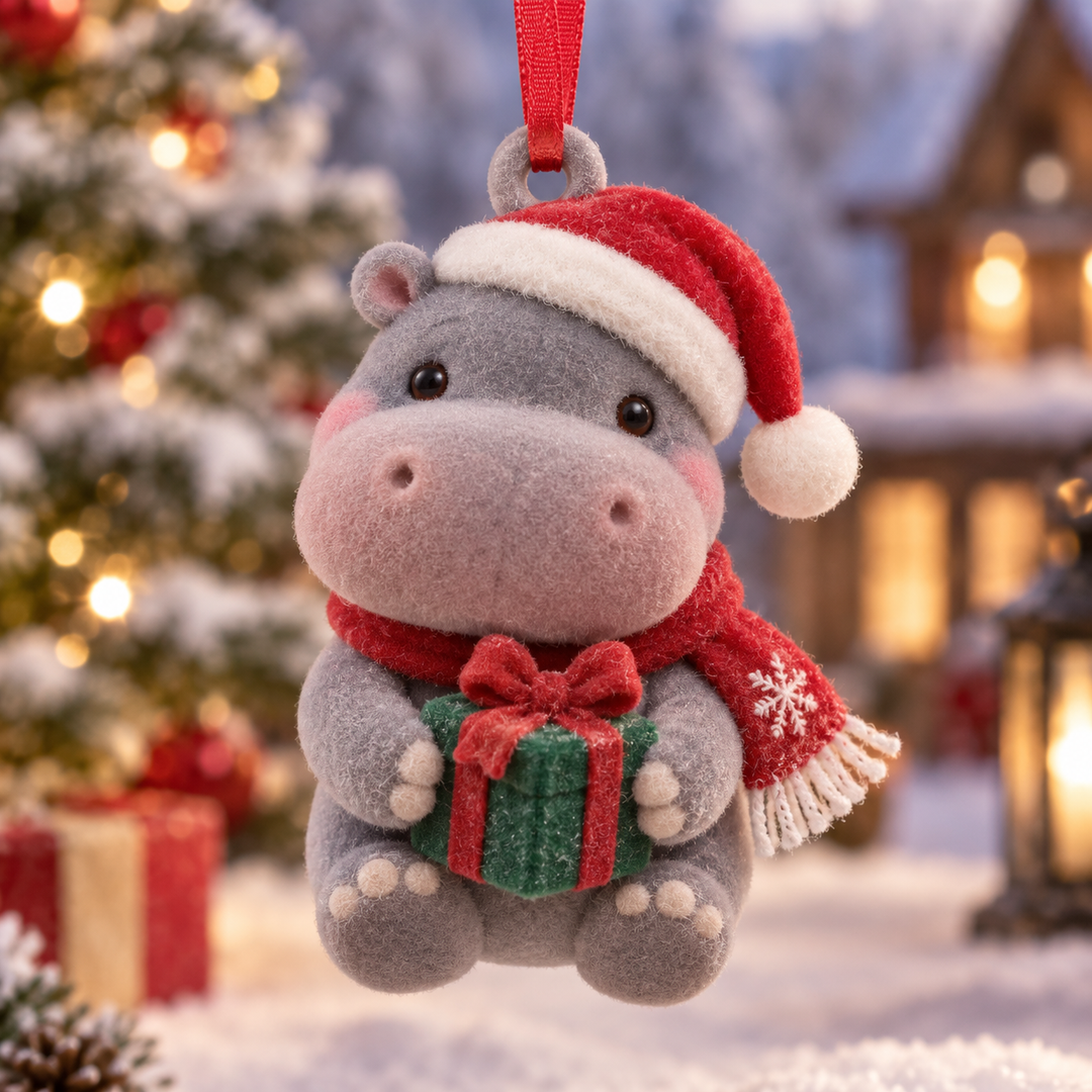 Christmas Hippo Mica Ornament NCU0TM114