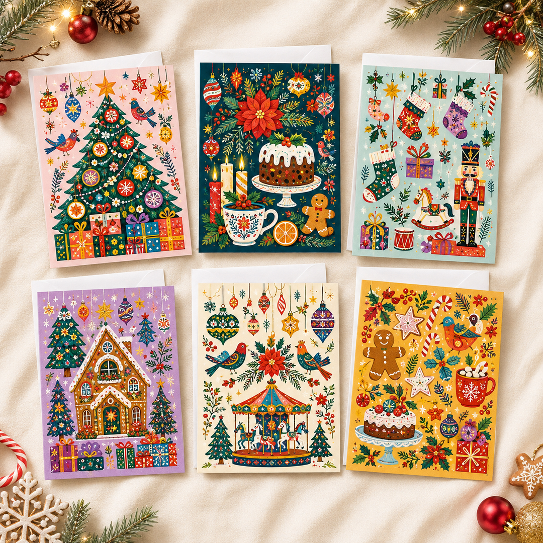 Christmas Joy Christmas Cards Assortment, Set of 6 - Holiday Greeting Cards GC0TL013