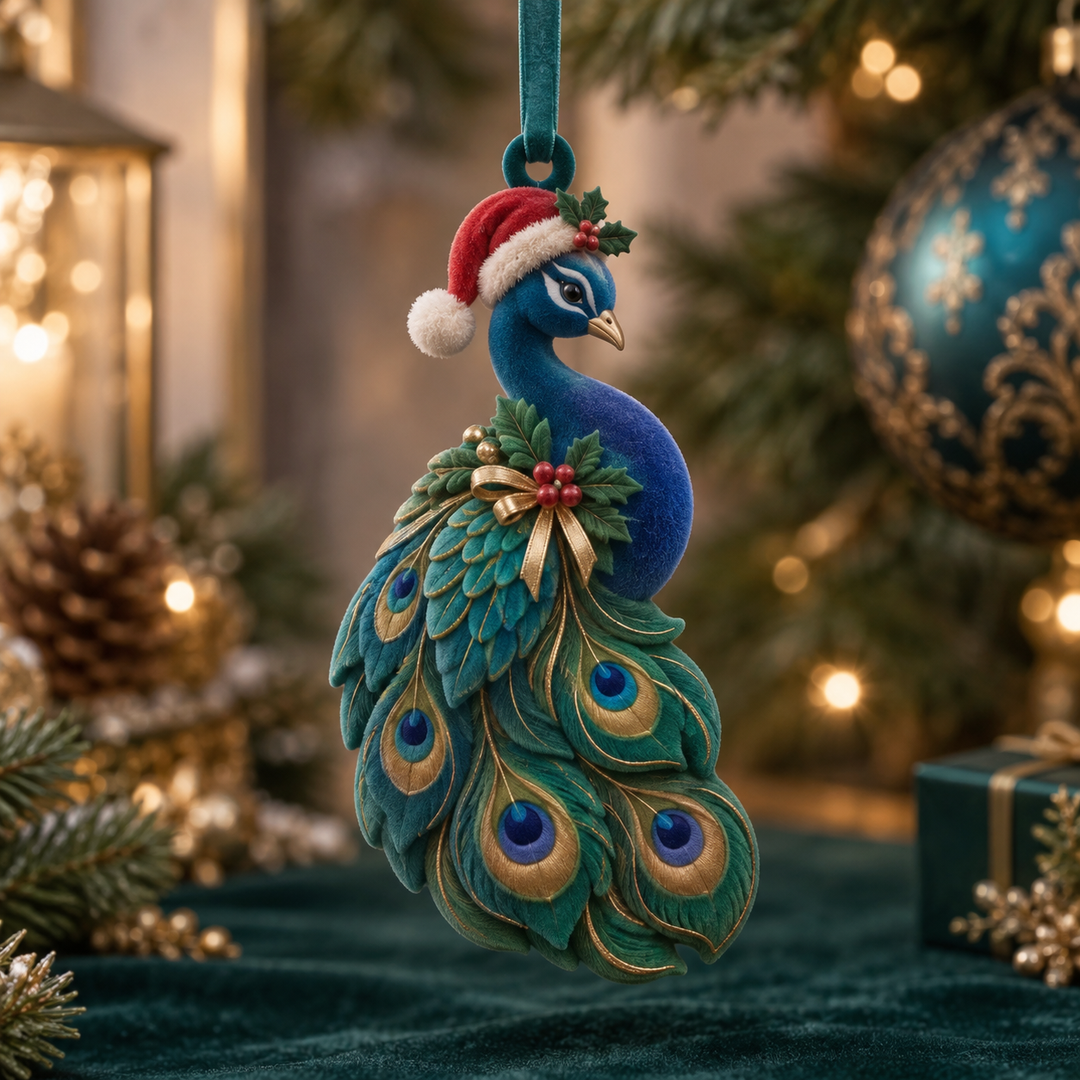 Christmas Peacock Mica Ornament NCU0TM111