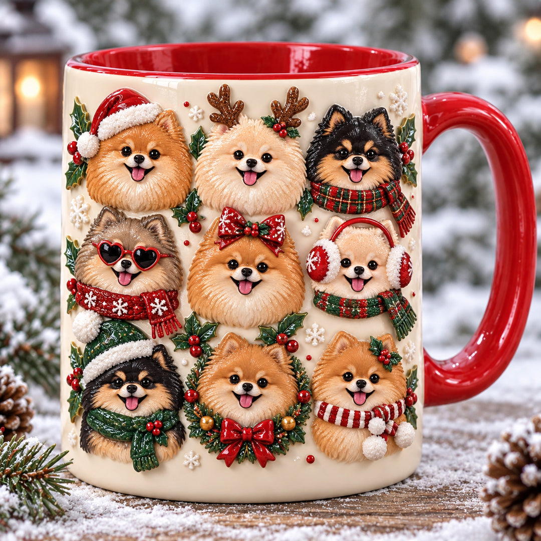 Christmas Pompom 3D Effect Printed Accent Mug NCU0HT274