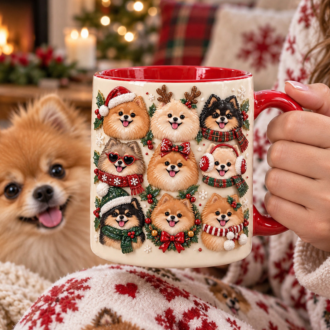 Christmas Pompom 3D Effect Printed Accent Mug NCU0HT274