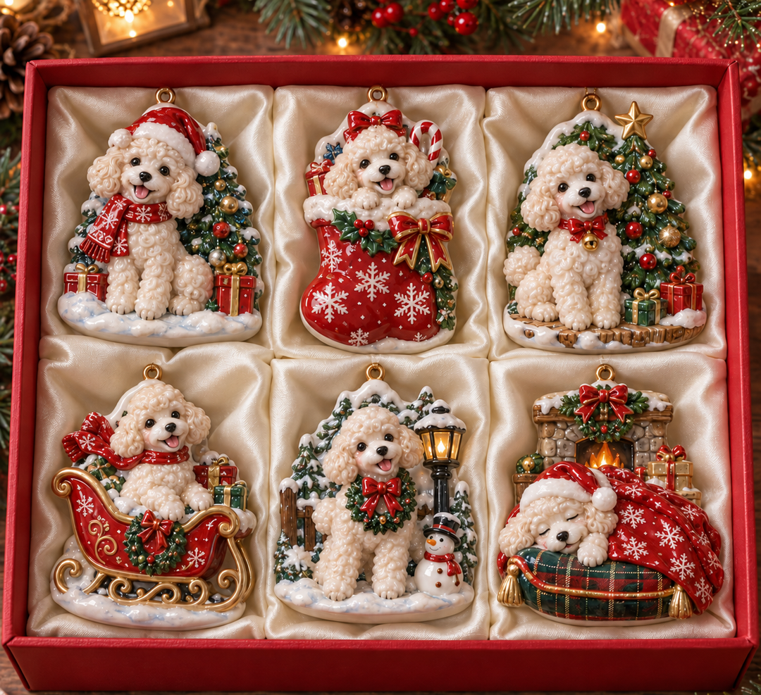 Christmas Poodle Acrylic Ornament Gift Set NCU0NT137