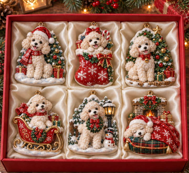 Christmas Poodle Acrylic Ornament Gift Set NCU0NT137