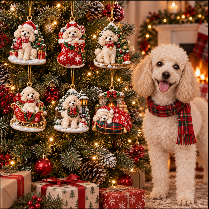 Christmas Poodle Acrylic Ornament Gift Set NCU0NT137