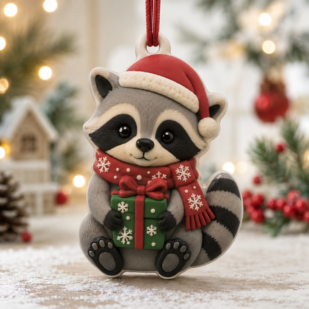 Christmas Racoon Mica Ornament NCU0TM090