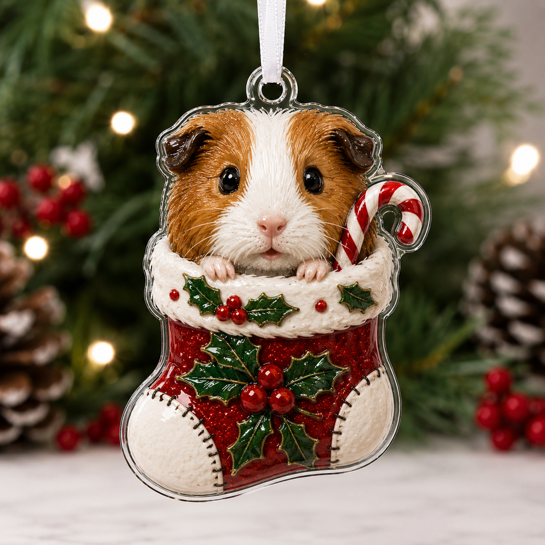 Christmas Stocking Guinea Pig Mica Ornament NCU0HA040