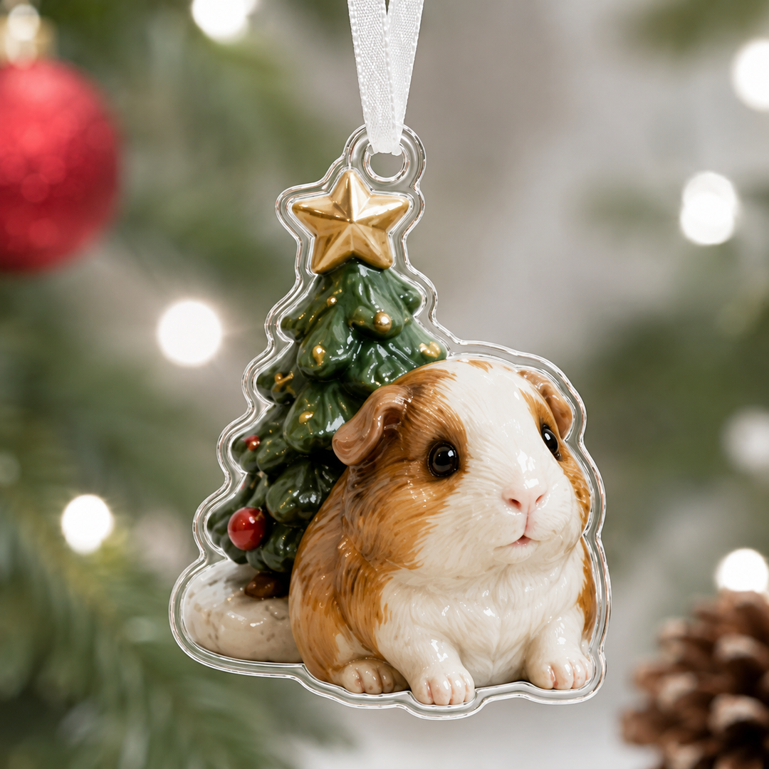 Christmas Tree Guinea Pig Mica Ornament NCU0HA041