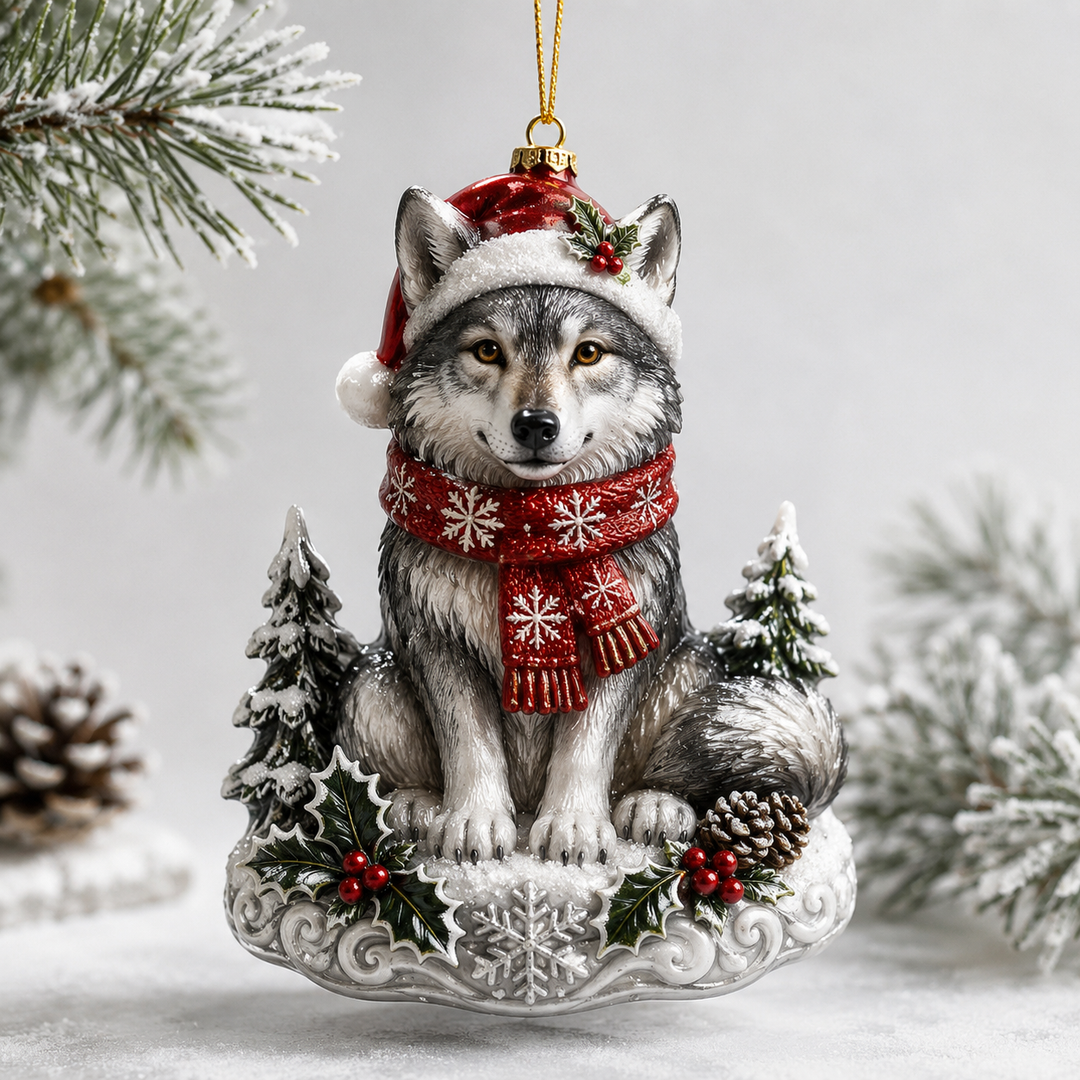 Christmas Wolf Mica Ornament NCU0TH029