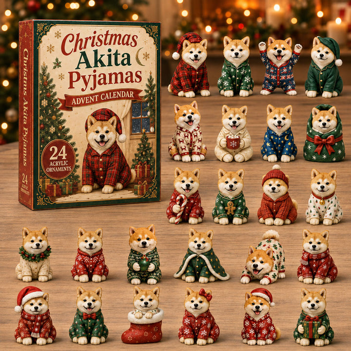 CHRISTMAS KICKOFF 40% OFF - Christmas Akita Pyjamas Advent Calendar 2026 - 24-Day Festive Countdown, Acrylic Charms Blind Box - Gift For Akita Lovers AC0NT166