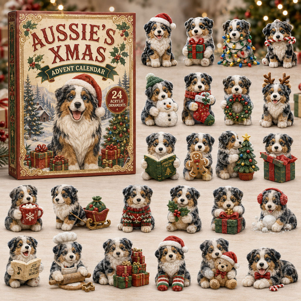 CHRISMAST KICKOFF 40% OFF - Christmas Aussie Dog Advent Calendar 2026 - 24-Day Festive Countdown, Acrylic Charms Blind Box - Gift For Dog Lovers AC0TM103