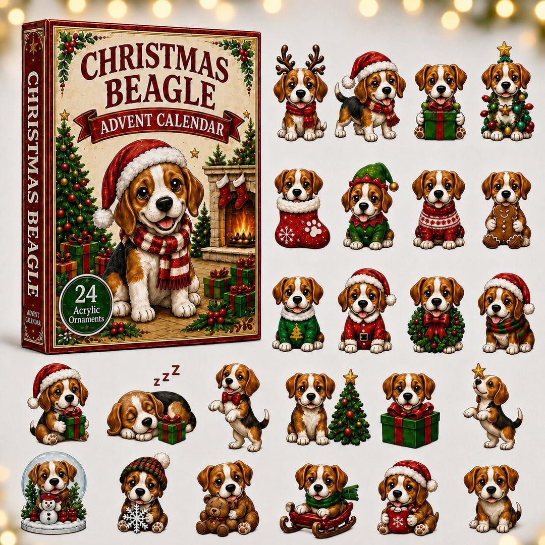 CHRISTMAS KICKOFF 40% OFF - Christmas Beagle Advent Calendar 2026 - 24-Day Festive Countdown, Acrylic Charms Blind Box - Gift For Dogs Lovers