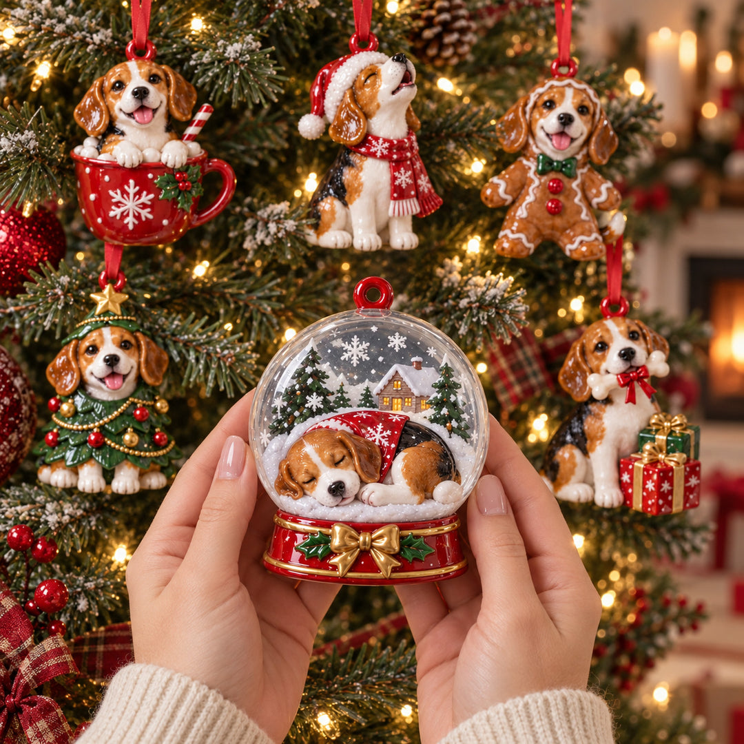 Christmas Beagle Acrylic Ornament Gift Set NCU0HT284