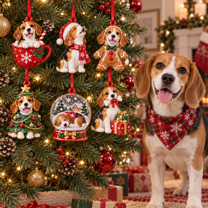 Christmas Beagle Acrylic Ornament Gift Set NCU0HT284
