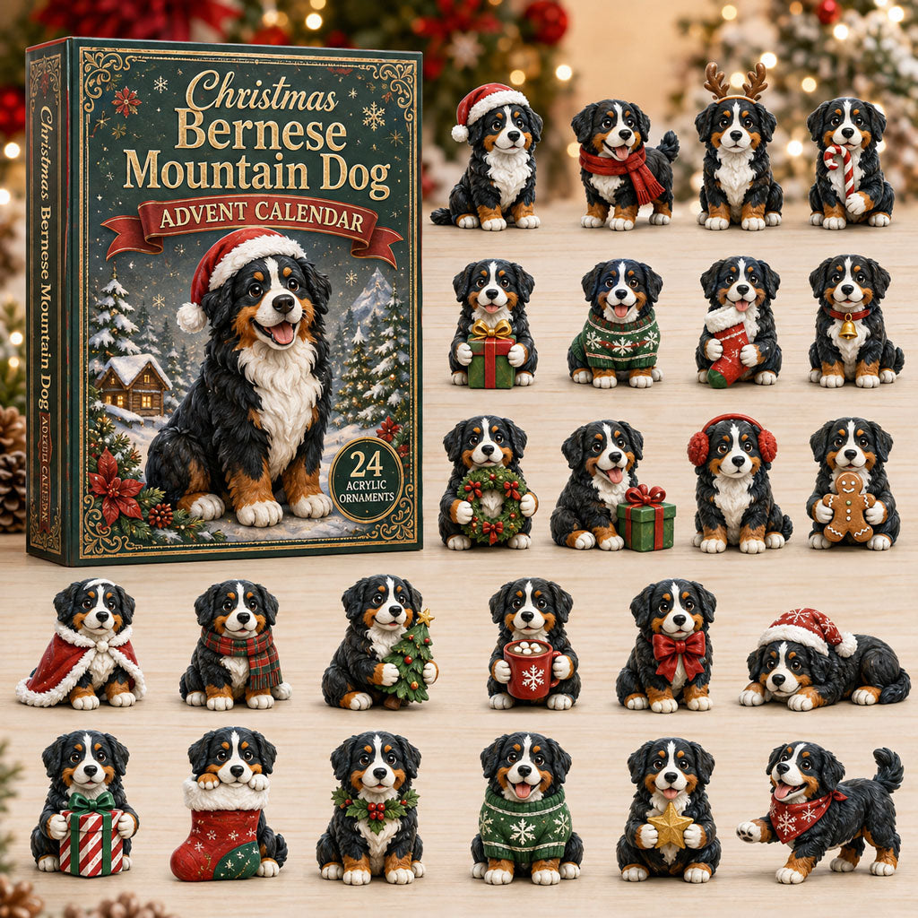 CHRISTMAS KICKOFF 40% OFF - Christmas Bernese Mountain Dog Advent Calendar 2026 - 24-Day Festive Countdown, Acrylic Charms Blind Box - Gift For Bernese Mountain Dog Lovers AC0NT111