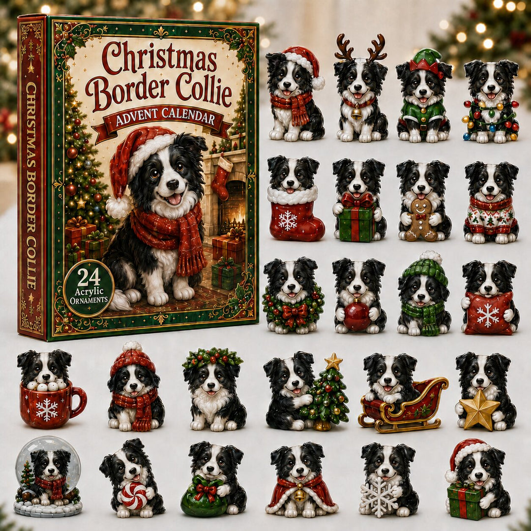 CHRISTMAS KICKOFF 40% OFF - Christmas Border Collie Advent Calendar 2026 - 24-Day Festive Countdown, Acrylic Charms Blind Box - Gift For Dogs Lovers