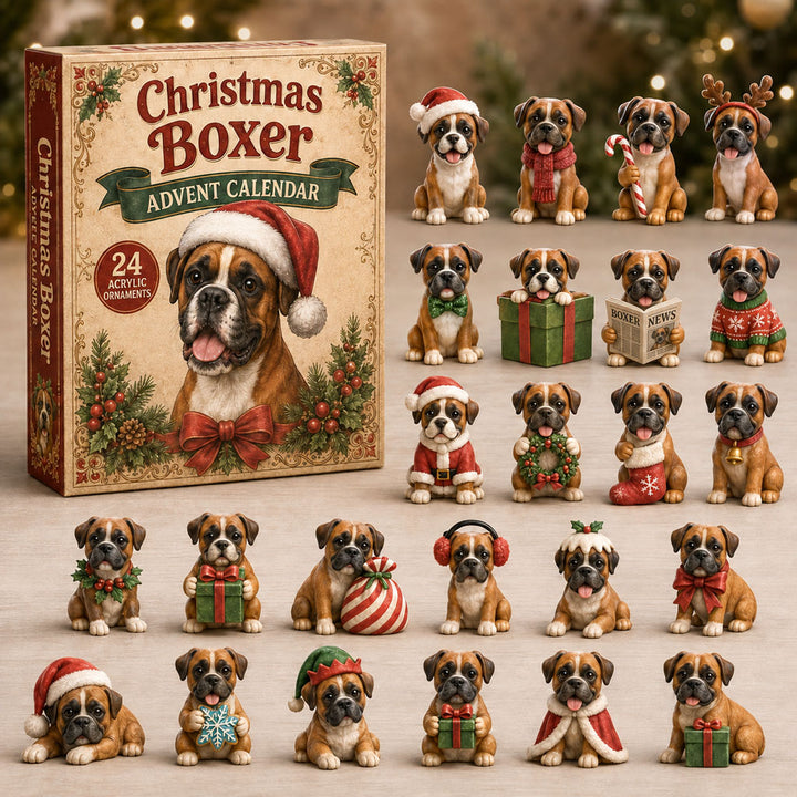 CHRISTMAS KICKOFF 40% OFF - Christmas Boxer Advent Calendar 2026 - 24-Day Festive Countdown, Acrylic Charms Blind Box - Gift For Boxer Lovers AC0NT176