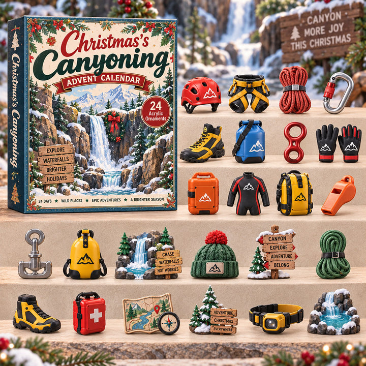 CHRISTMAS KICKOFF 40% OFF - Christmas Canyoning Advent Calendar 2026 - 24-Day Festive Countdown, Acrylic Charms Blind Box - Gift For Outdoor Hobby Lovers AC0TH317