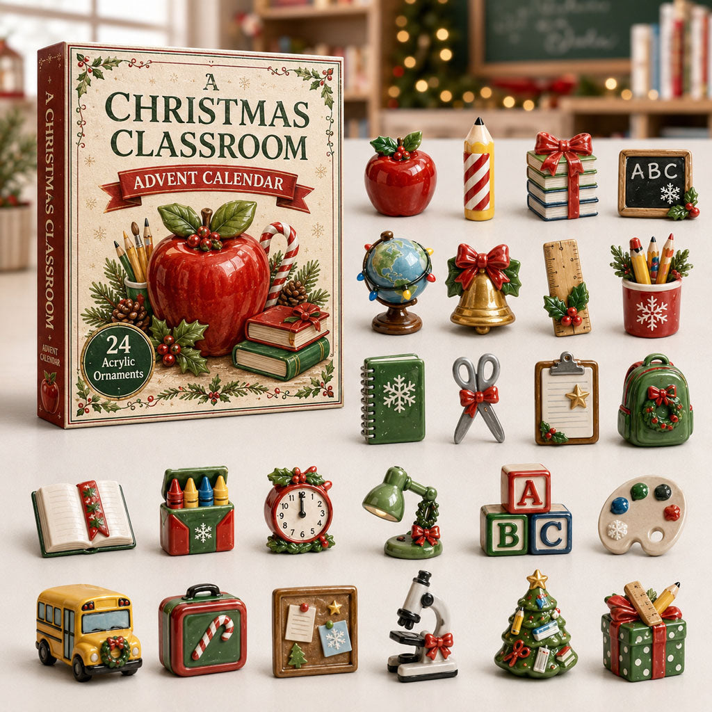 CHRISTMAS KICKOFF 40% OFF - Christmas Classroom Advent Calendar 2026 - 24-Day Festive Countdown, Acrylic Charms Blind Box - Gift For Teacher AC0TM268