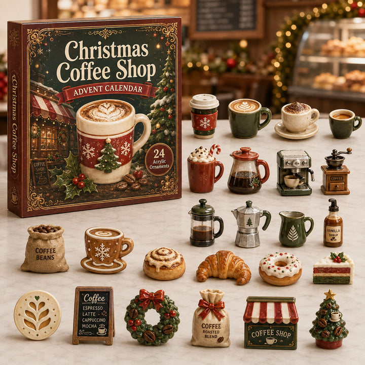 CHRISMAST KICKOFF 40% OFF - Christmas Coffee Shop Advent Calendar 2026 - 24-Day Festive Countdown, Acrylic Charms Blind Box - Gift For Coffee Lovers AC0TH158