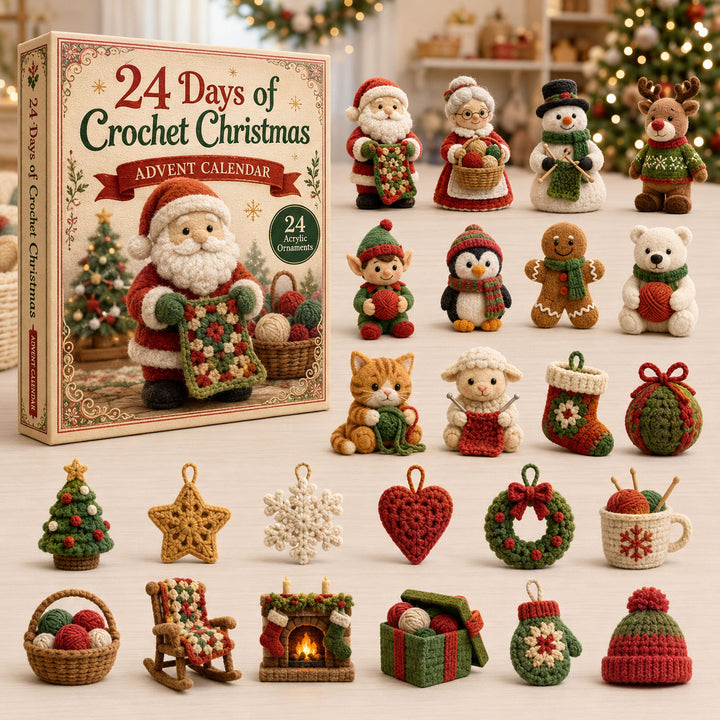 CHRISTMAS KICKOFF 40% OFF - Christmas Crochet Advent Calendar 2026 - 24-Day Festive Countdown, Acrylic Charms Blind Box - Gift For Crochet Lovers