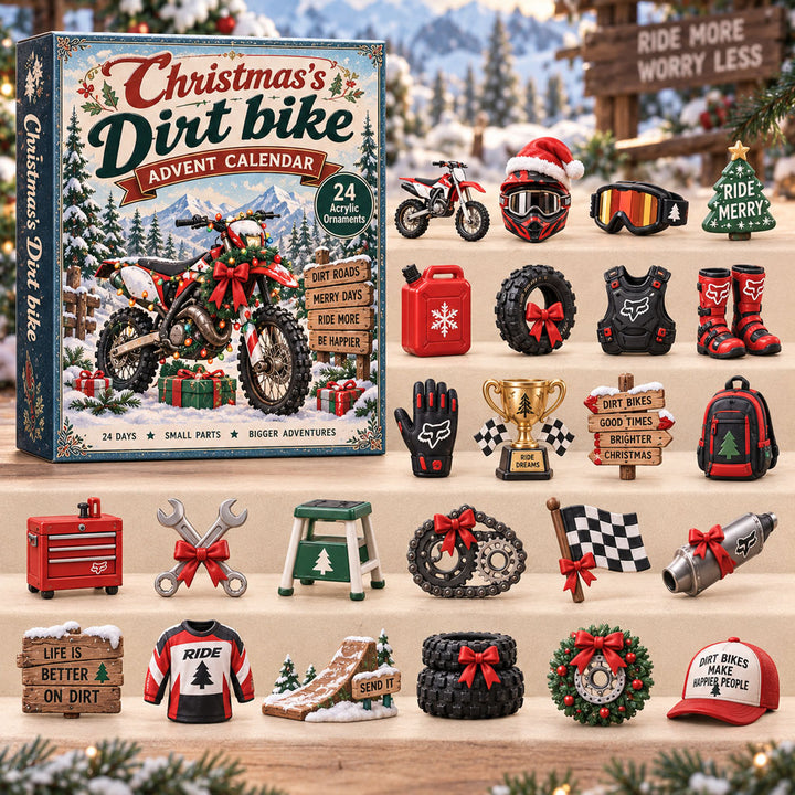 CHRISTMAS KICKOFF 40% OFF - Christmas Dirtbike Advent Calendar 2026 - 24-Day Festive Countdown, Acrylic Charms Blind Box - Gift For Outdoor Hobby Lovers AC0TH316