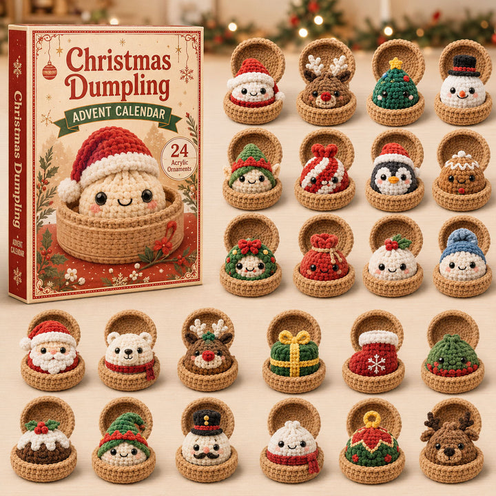 CHRISMAST KICKOFF 40% OFF - Christmas Dumpling Crochet Advent Calendar 2026 - 24-Day Festive Countdown, Acrylic Charms Blind Box - Gift For Crochet Lovers AC0TH162