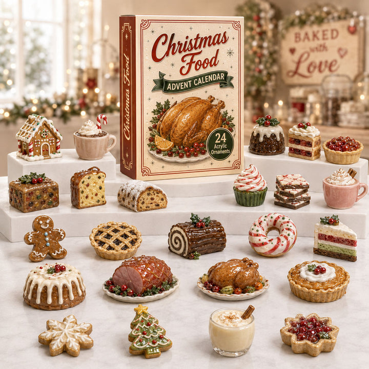 CHRISTMAS KICKOFF 40% OFF - Christmas Food Advent Calendar 2026 - 24-Day Festive Countdown, Acrylic Charms Blind Box - Gift For Food Lovers AC0TH210