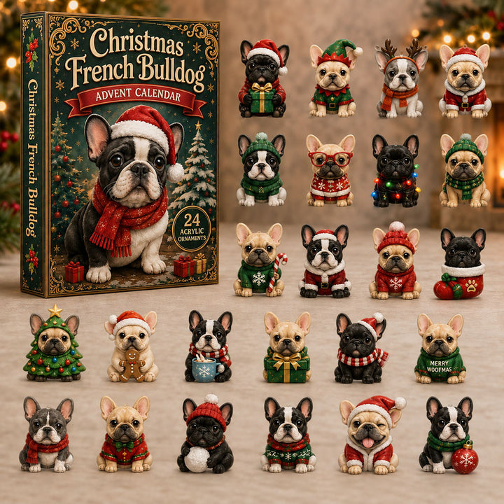 CHRISTMAS KICKOFF 40% OFF - Christmas French Bulldog Advent Calendar 2026 - 24-Day Festive Countdown, Acrylic Charms Blind Box - Gift For Dog Lovers AC0NT081