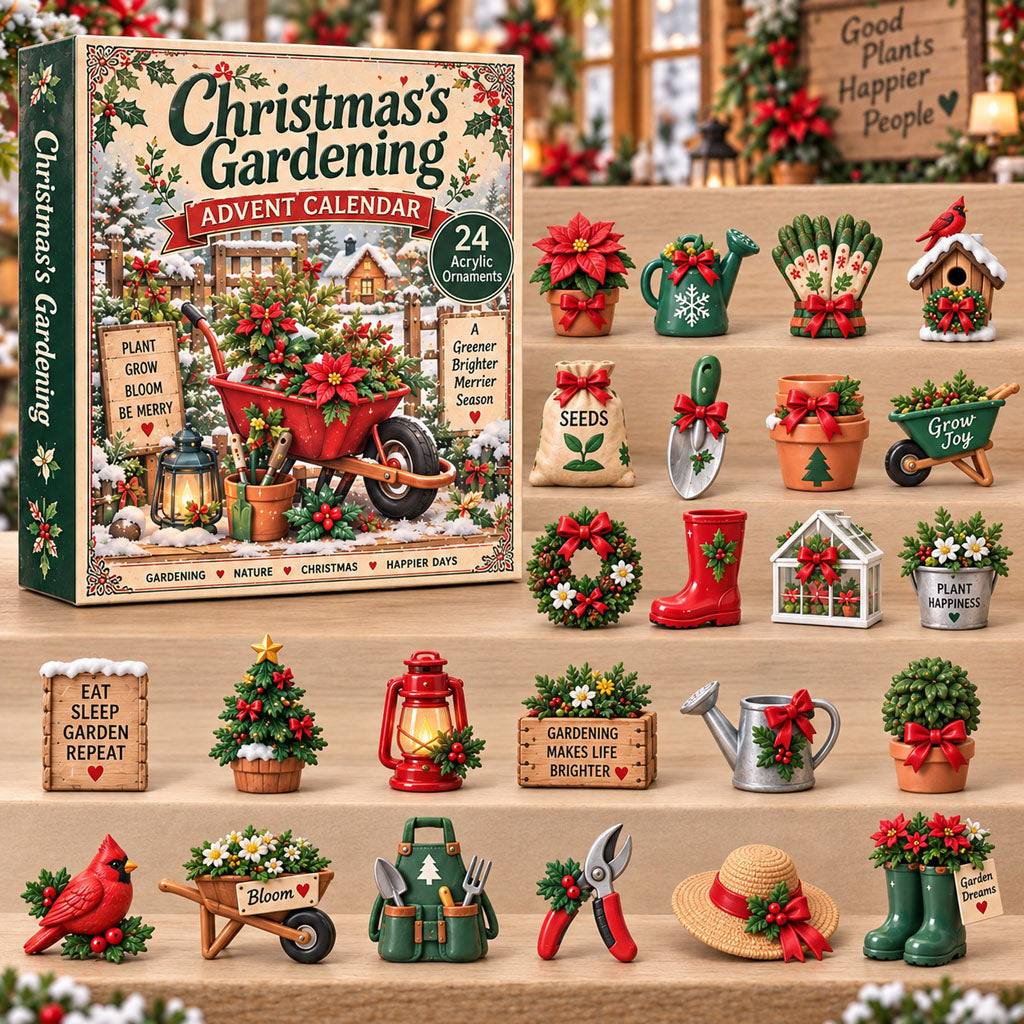 CHRISTMAS KICKOFF 40% OFF - Christmas Gardening Advent Calendar 2026 - 24-Day Festive Countdown, Acrylic Charms Blind Box - Gift For Outdoor Hobby Lovers AC0TH322