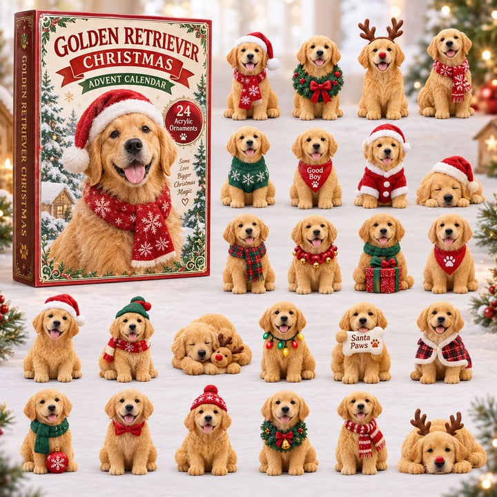 CHRISTMAS KICKOFF 40% OFF - Christmas Golden Retriever Advent Calendar 2026 - 24-Day Festive Countdown, Acrylic Charms Blind Box - Gift For Golden Retriever Lovers AC0HA006