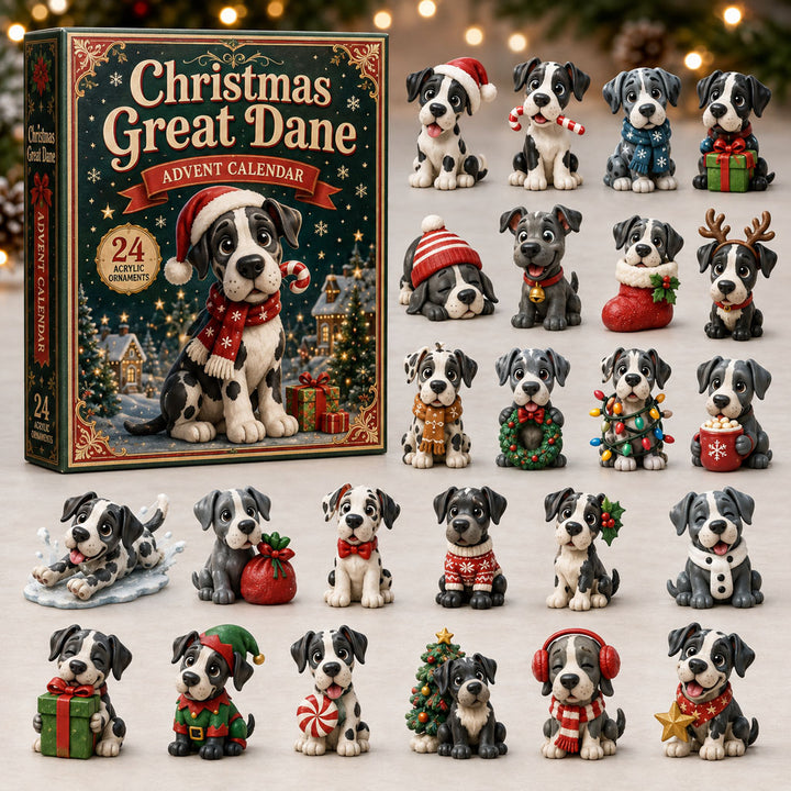 CHRISTMAS KICKOFF 40% OFF - Christmas Great Dane Advent Calendar 2026 - 24-Day Festive Countdown, Acrylic Charms Blind Box - Gift For Great Dane Lovers AC0NT146