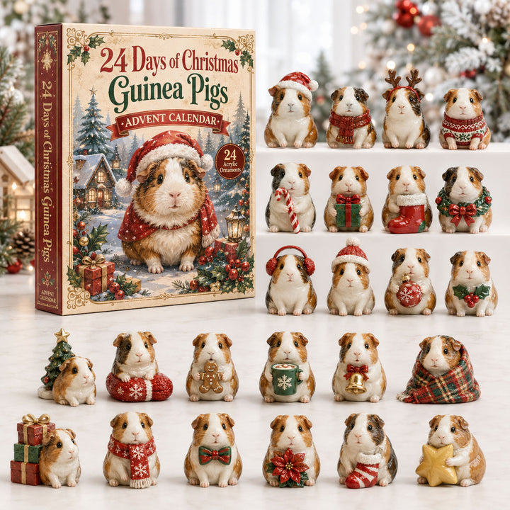 CHRISTMAS KICKOFF 40% OFF - Christmas Guinea Pig Advent Calendar 2026 - 24-Day Festive Countdown, Acrylic Charms Blind Box - Gift For Guinea Pig Lovers