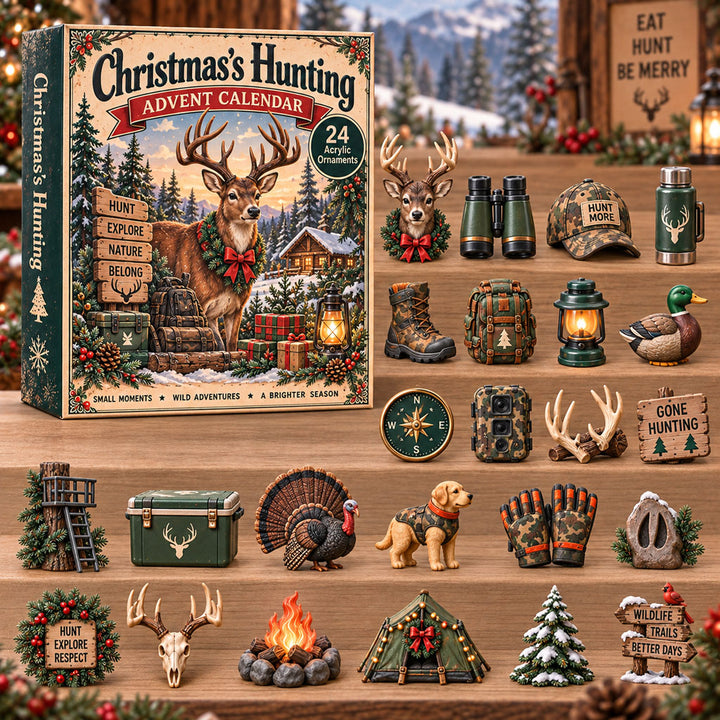 CHRISTMAS KICKOFF 40% OFF - Christmas Hunting Advent Calendar 2026 - 24-Day Festive Countdown, Acrylic Charms Blind Box - Gift For Outdoor Hobby Lovers AC0TH318