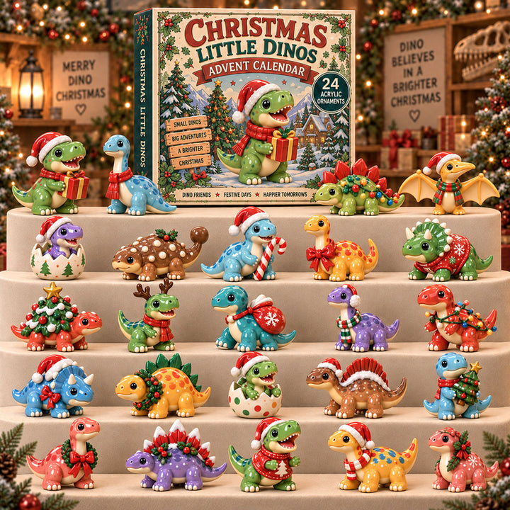 CHRISTMAS KICKOFF 40% OFF - Christmas Little Dinos Advent Calendar 2026 - 24-Day Festive Countdown, Acrylic Charms Blind Box - Gift For Dinosaurs Lovers AC0TM408