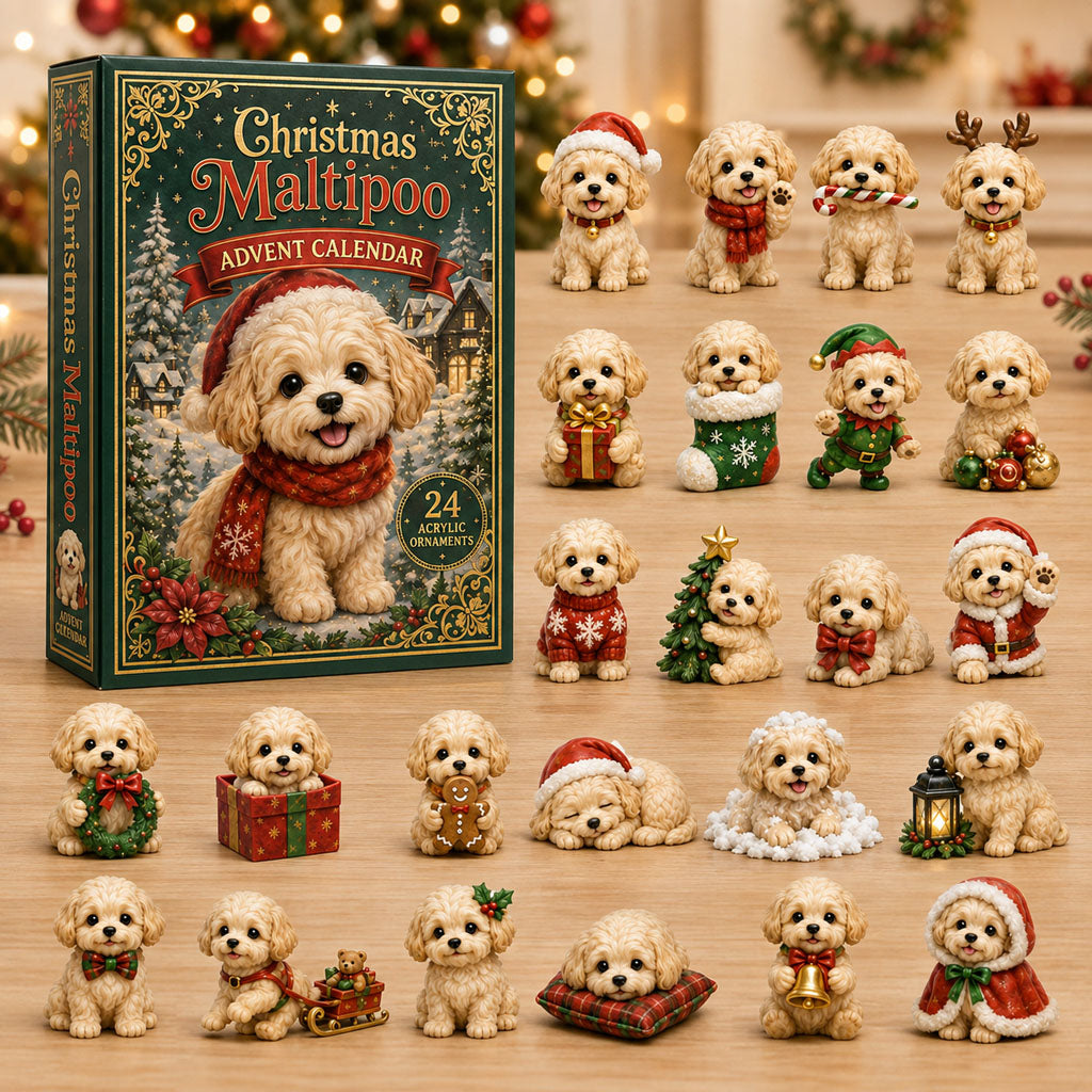 CHRISTMAS KICKOFF 40% OFF - Christmas Maltipoo Advent Calendar 2026 - 24-Day Festive Countdown, Acrylic Charms Blind Box - Gift For Maltipoo Lovers AC0NT116