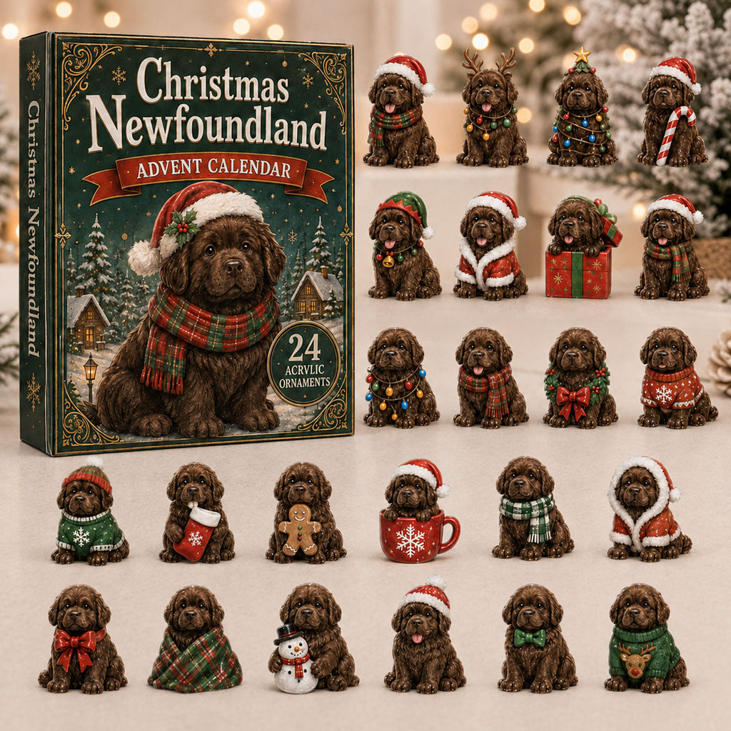 CHRISTMAS KICKOFF 40% OFF - Christmas Newfoundland Advent Calendar 2026 - 24-Day Festive Countdown, Acrylic Charms Blind Box - Gift For Newfoundland Lovers AC0NT151