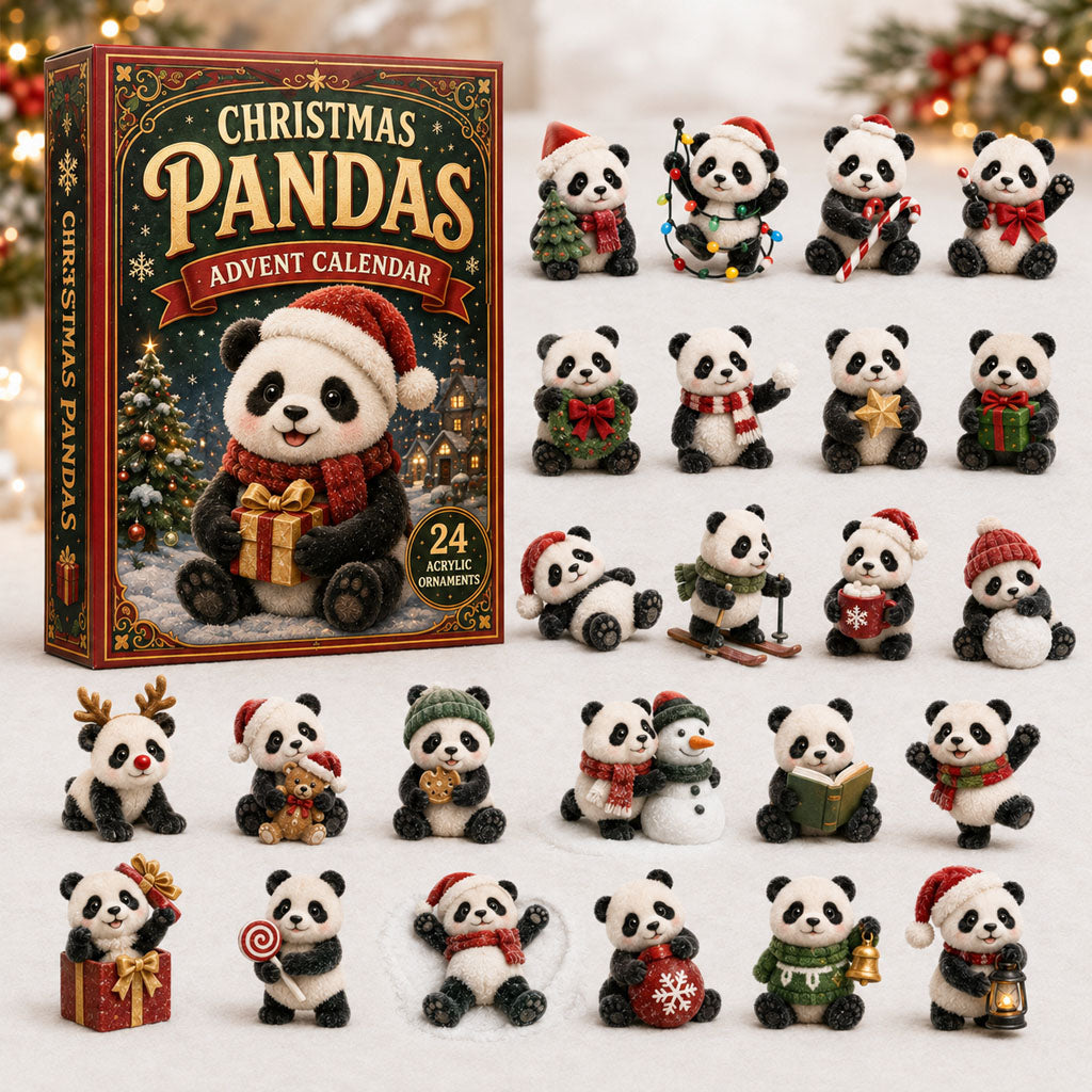 CHRISTMAS KICKOFF 40% OFF - Christmas Pandas Advent Calendar 2026 - 24-Day Festive Countdown, Acrylic Charms Blind Box - Gift For Panda Lovers AC0TM092